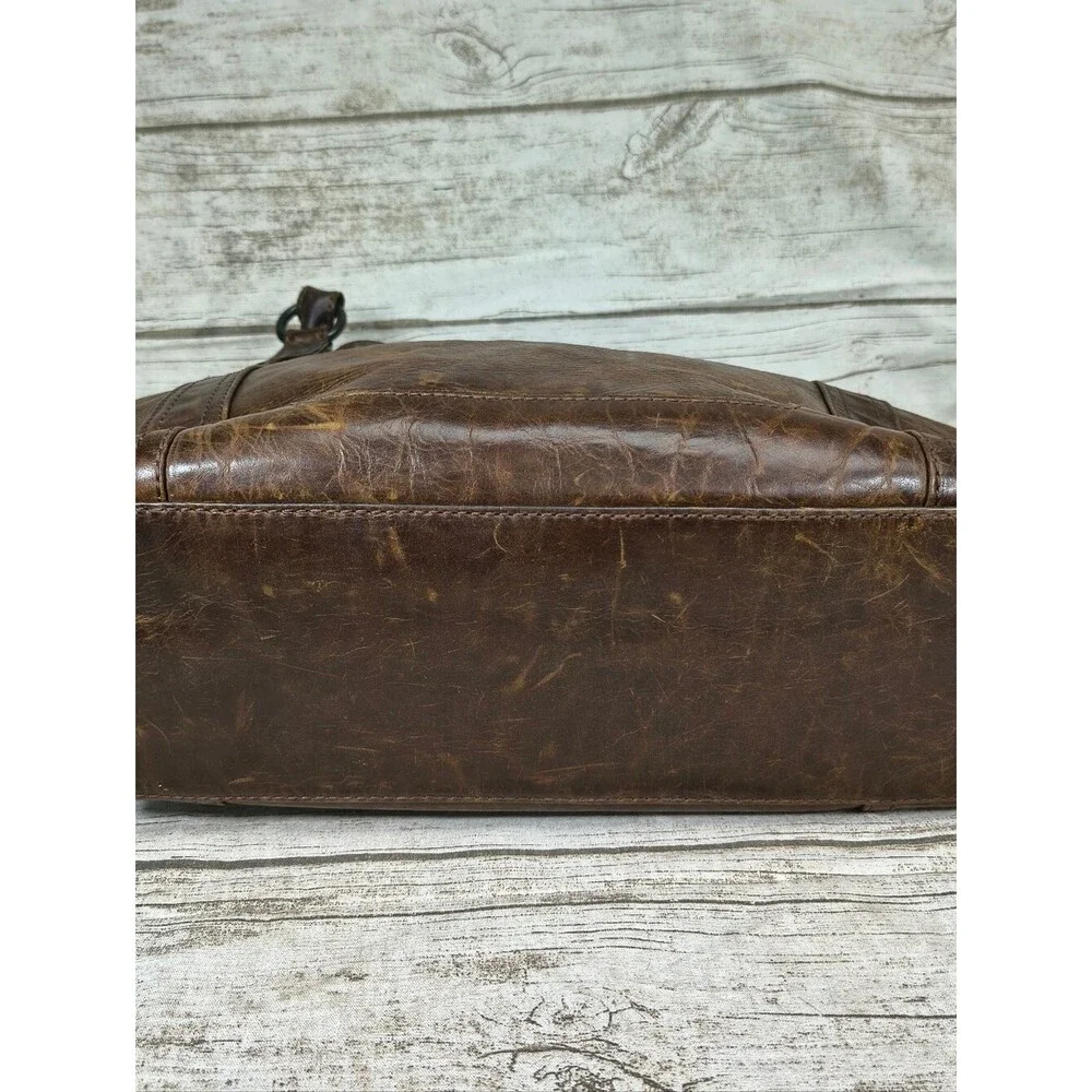 Frye Melissa Brown Distressed Leather Large Shoulder Bag